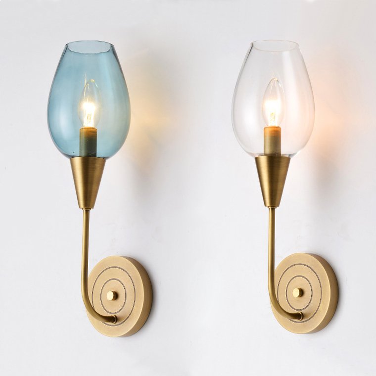 Бра VIOLA WALL Lamp Латунь Голубой пастельный Прозрачное Стекло Бра VIOLA WALL Lamp Латунь Голубой пастельный Прозрачное Стекло в Грозном | Loft Concept