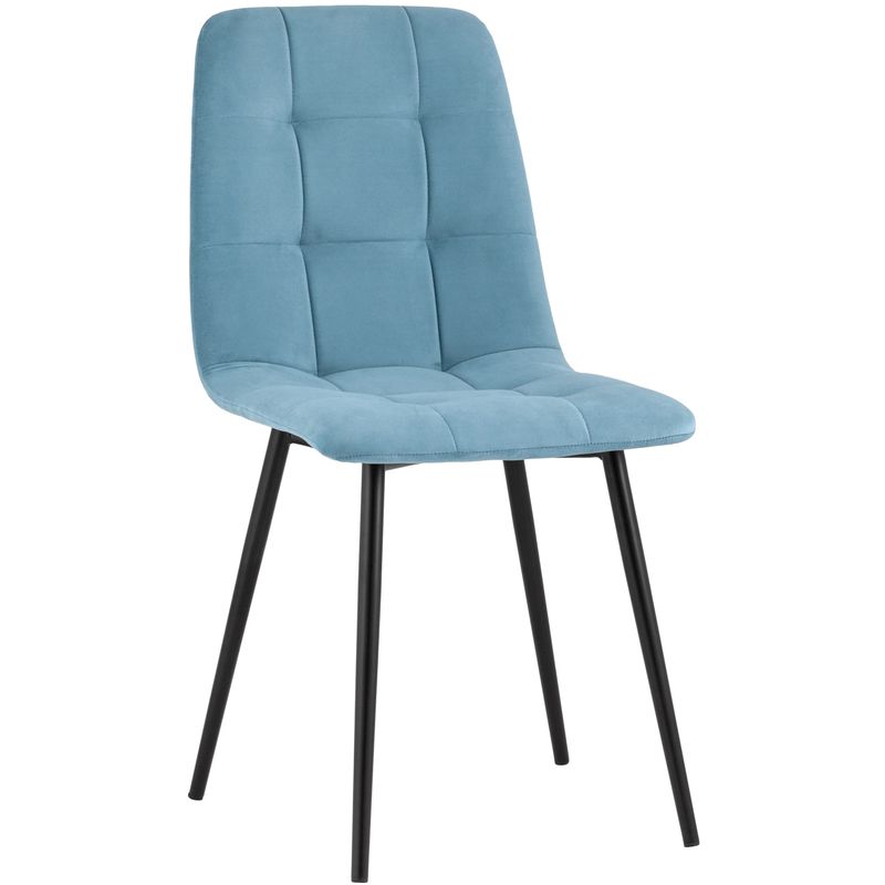 Стул NANCY S-2 Chair Голубой Велюр Голубой пастельный Черный Стул NANCY S-2 Chair Голубой Велюр Голубой пастельный Черный в Грозном | Loft Concept