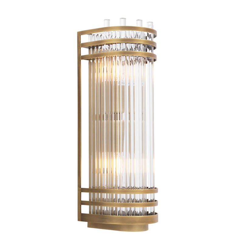 Бра Eichholtz Wall Lamp Gulf S Brass Латунь Античная полированная Прозрачный Бра Eichholtz Wall Lamp Gulf S Brass Латунь Античная полированная Прозрачный в Грозном | Loft Concept