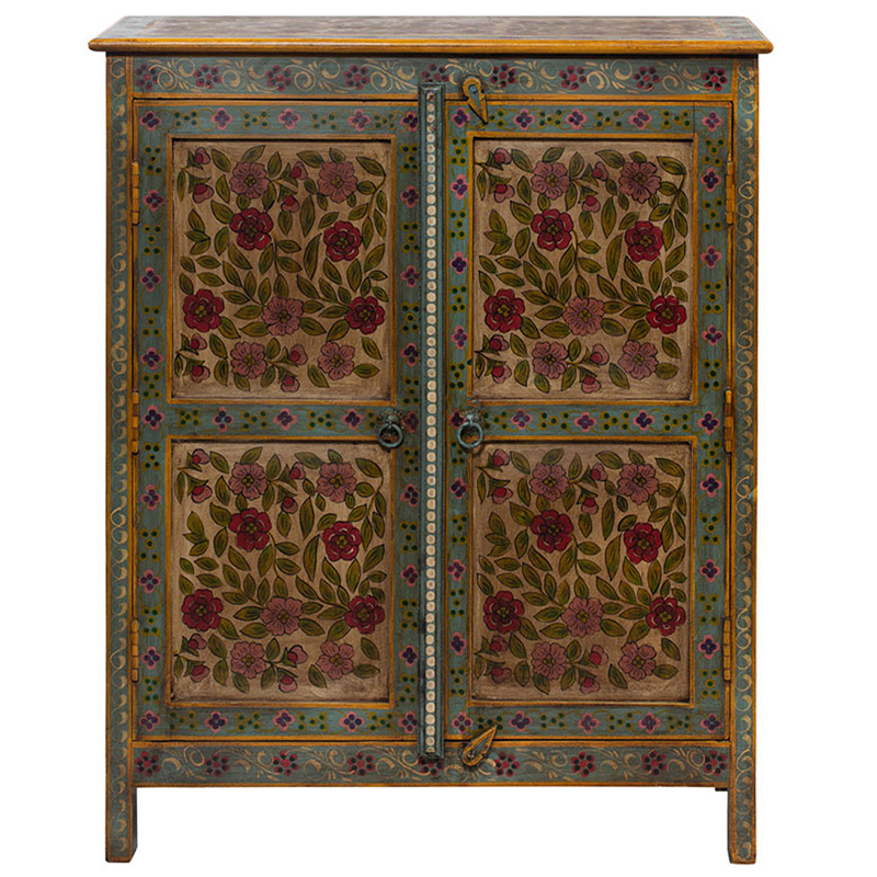 Деревянный комод с 2-мя дверцами ручная роспись Ophelia Flowers Chest of Drawers Бирюзовый Коричневый винтаж Бежевый Деревянный комод с 2-мя дверцами ручная роспись Ophelia Flowers Chest of Drawers Бирюзовый Коричневый винтаж Бежевый в Грозном | Loft Concept