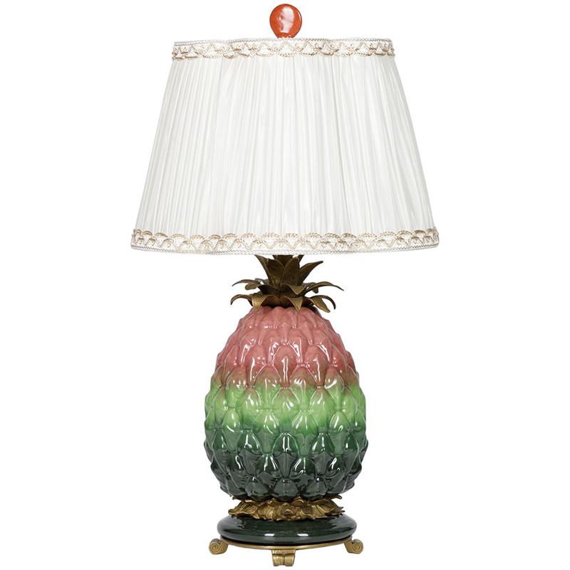 Настольная лампа с абажуром Pineapple Pink Green Table Lamp Белый Розовый Зеленый Салатовый Бронза Настольная лампа с абажуром Pineapple Pink Green Table Lamp Белый Розовый Зеленый Салатовый Бронза в Грозном | Loft Concept