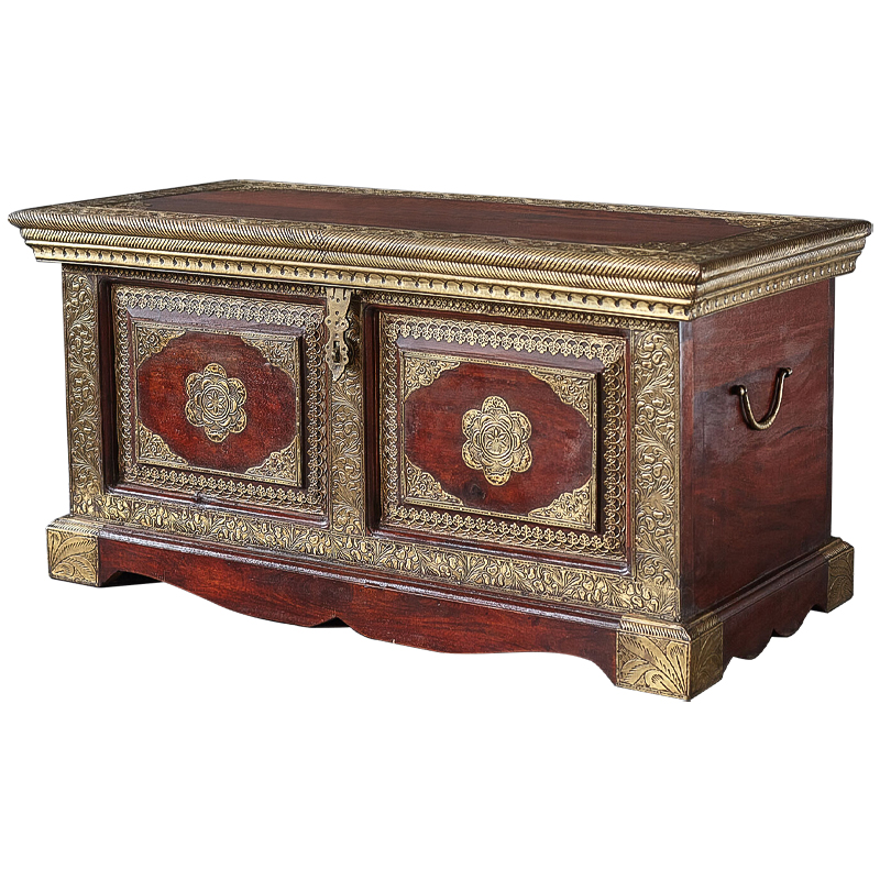 Сундук с латунной чеканкой Kanta Indian Inlaid Chest Латунь Коричневый Сундук с латунной чеканкой Kanta Indian Inlaid Chest Латунь Коричневый в Грозном | Loft Concept