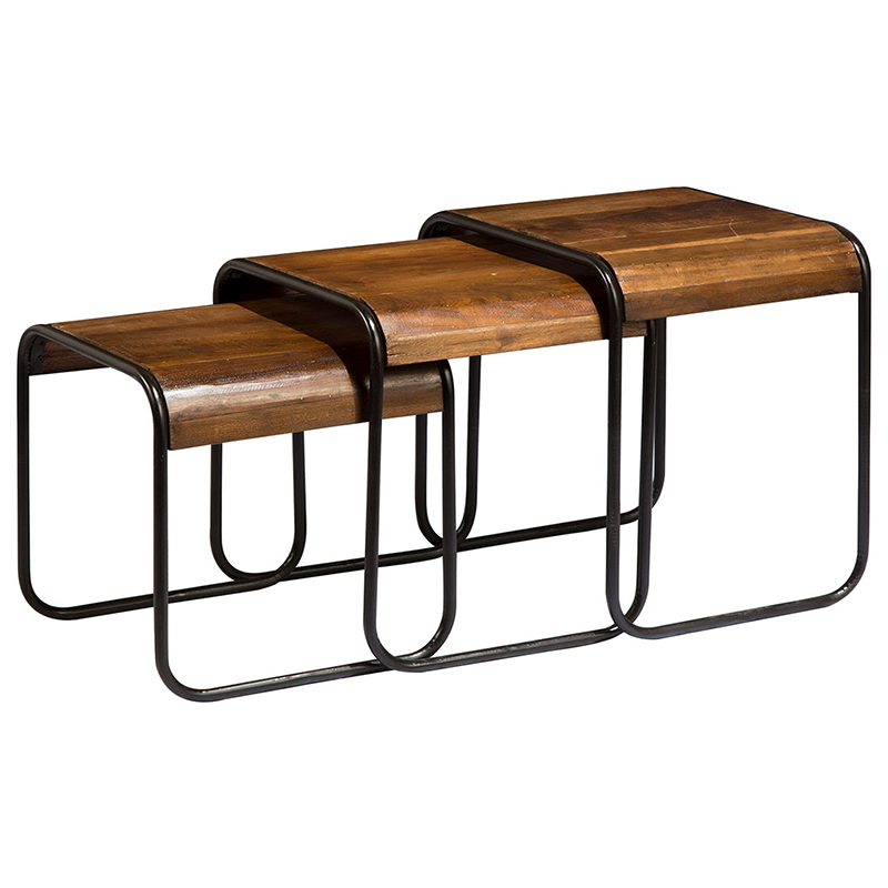 Комплект из 3-х приставных столов Sydney Side Tables Коричневый Черный Комплект из 3-х приставных столов Sydney Side Tables Коричневый Черный в Грозном | Loft Concept