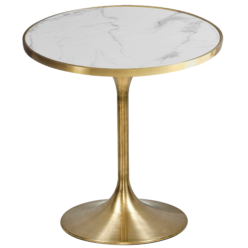 Обеденный стол Lovisa Table Circle Белый Латунь сатинированная Обеденный стол Lovisa Table Circle Белый Латунь сатинированная в Грозном | Loft Concept