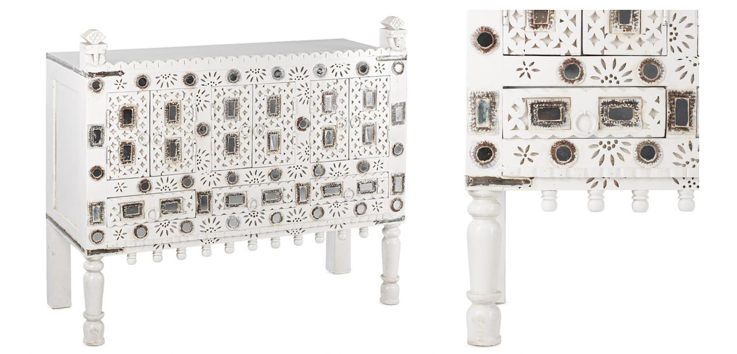 Комод в восточном стиле Indian Bone Inlay Chest of Drawers Белый - фото №1