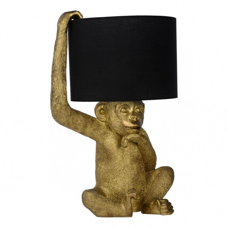 Настольная лампа с Золотой Обезьяной Monkey holding a lampshade Черный Золотой в Грозном | Loft Concept 