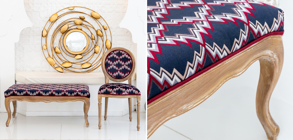 Банкетка Ikat Pattern с золотой патиной Банкетка Ikat Pattern с золотой патиной - Loft-Concept в Грозном