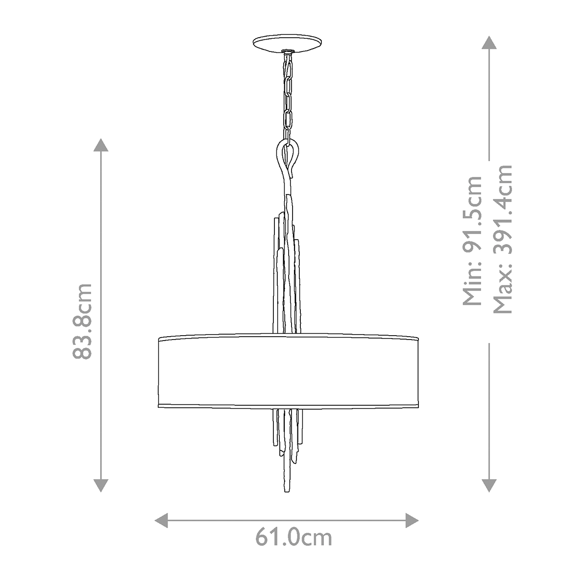 Люстра подвесная с широким белым текстильным абажуром и вертикальными декоративными элементами Hinkley в Грозном