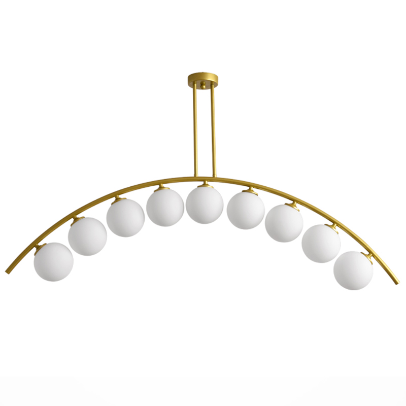 Светильник Ceiling lamp arc and balls Золотой Белое матовое стекло Светильник Ceiling lamp arc and balls Золотой Белое матовое стекло в Грозном | Loft Concept