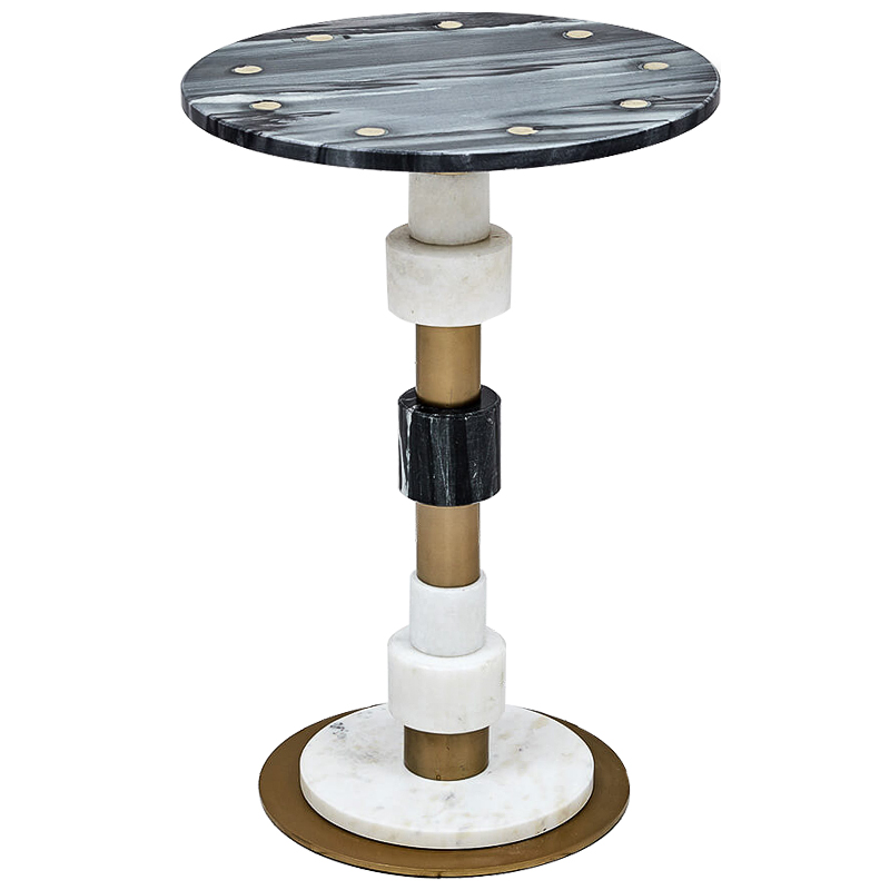 Приставной стол Aegina Side Table Черно-белый Белый Латунь Приставной стол Aegina Side Table Черно-белый Белый Латунь в Грозном | Loft Concept