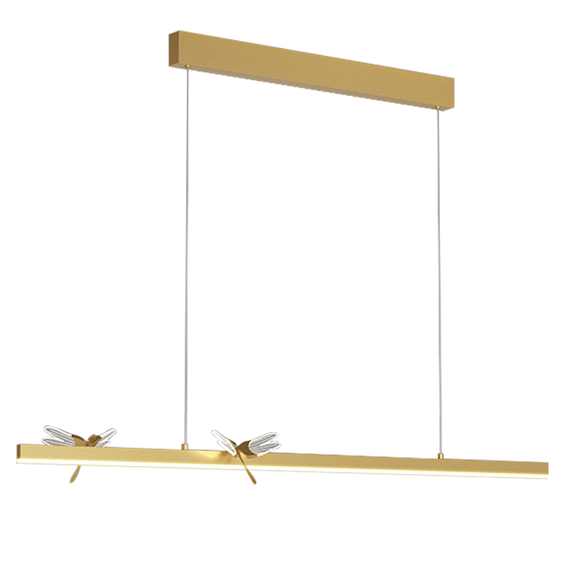 Линейный светильник со стрекозами Dragonfly Linear Chandelier Gold Золотой Прозрачный Линейный светильник со стрекозами Dragonfly Linear Chandelier Gold Золотой Прозрачный в Грозном | Loft Concept