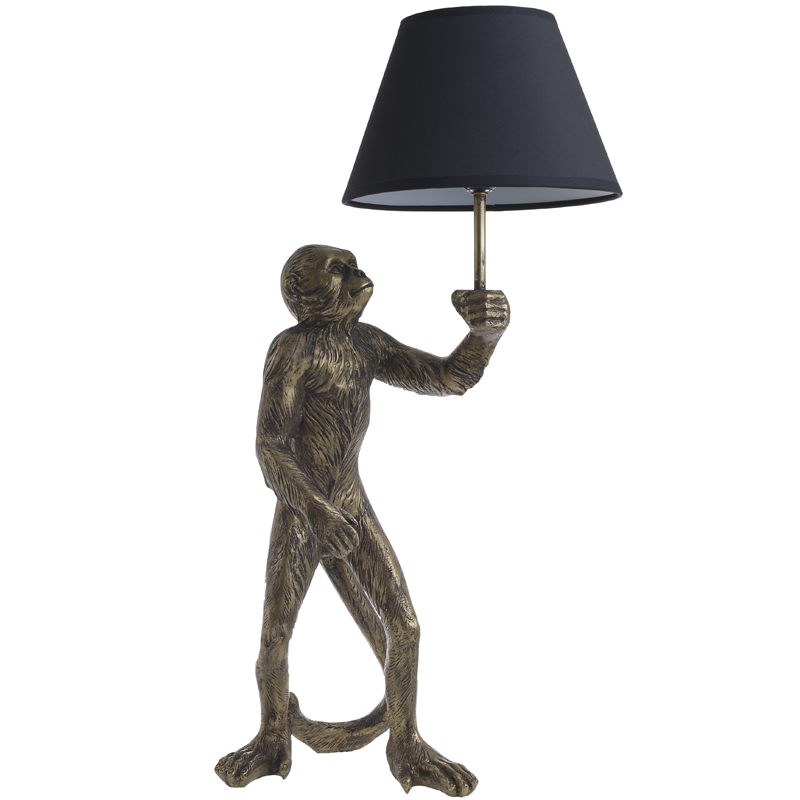 Настольная лампа Monkey with Black Lampshade Золотой Черный Настольная лампа Monkey with Black Lampshade Золотой Черный в Грозном | Loft Concept