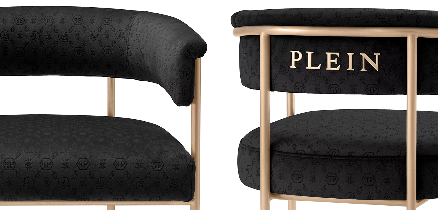 Стул Philipp Plein Dining Chair Monogram Чёрный - фото №1