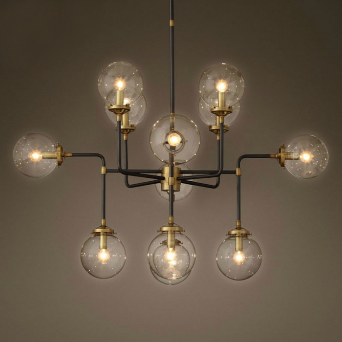 Люстра Bistro Globe Clear Glass Chandelier 12 Черный Люстра Bistro Globe Clear Glass Chandelier 12 Черный в Грозном | Loft Concept