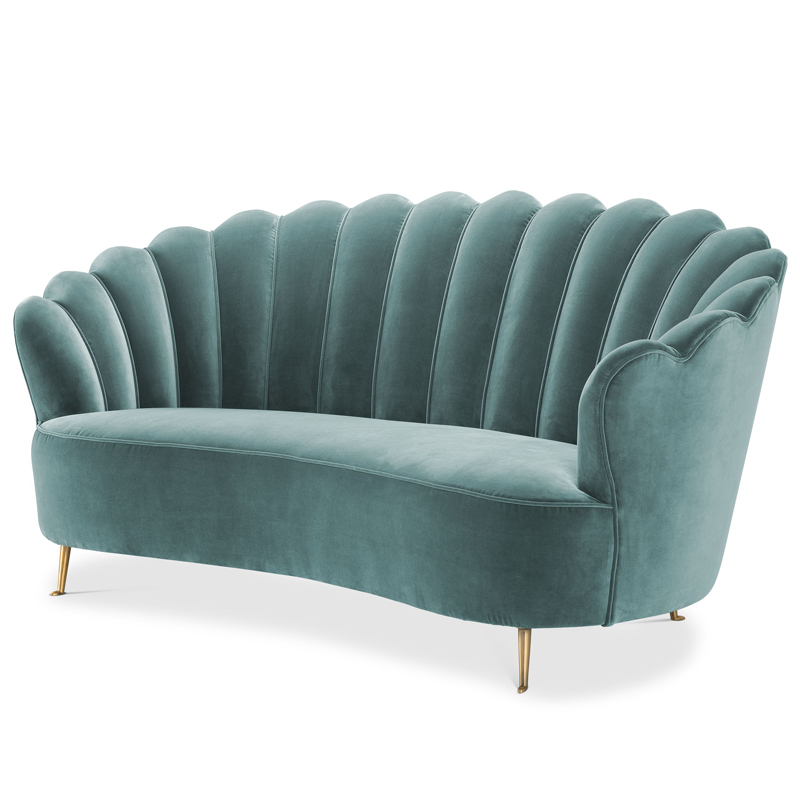 Диван Eichholtz Sofa Messina Turquoise Бирюзовый Латунь в Грозном | Loft Concept 