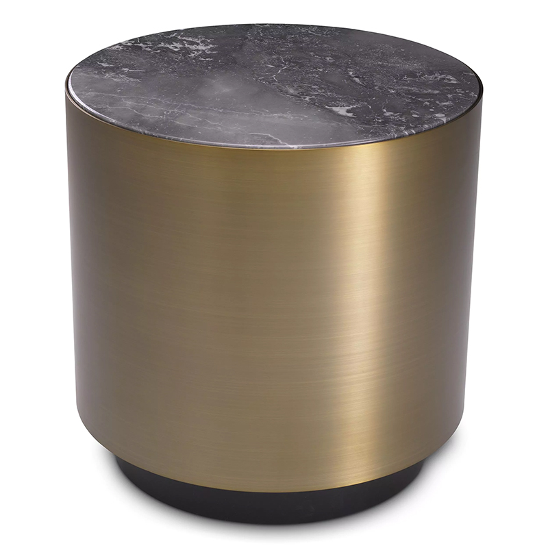 Приставной столик Eichholtz Side Table Porter Round Латунь Серый Приставной столик Eichholtz Side Table Porter Round Латунь Серый в Грозном | Loft Concept