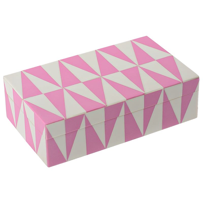 Шкатулка Pink Triangles Bone Inlay Box Розовый Белый Шкатулка Pink Triangles Bone Inlay Box Розовый Белый в Грозном | Loft Concept