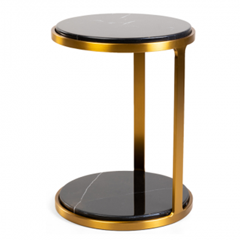 Приставной стол Viorel Marble Side Table Черный Мрамор Nero Глянцевое золото Приставной стол Viorel Marble Side Table Черный Мрамор Nero Глянцевое золото в Грозном | Loft Concept