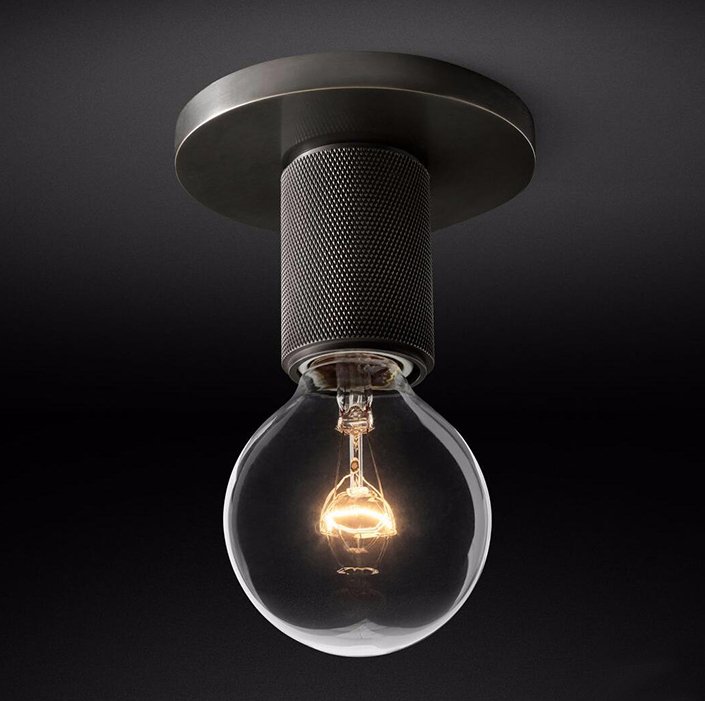 Потолочный светильник RH Utilitaire Socket Flushmount Black Темная бронза Потолочный светильник RH Utilitaire Socket Flushmount Black Темная бронза в Грозном | Loft Concept