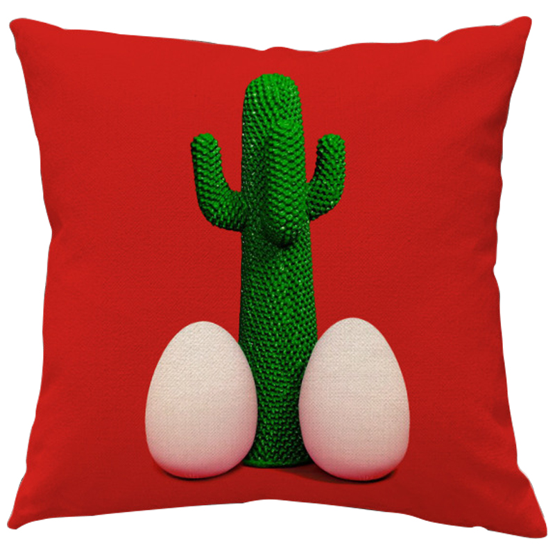 Декоративная подушка Seletti Cushion God Cactus Красный Зеленый Белый Декоративная подушка Seletti Cushion God Cactus Красный Зеленый Белый в Грозном | Loft Concept