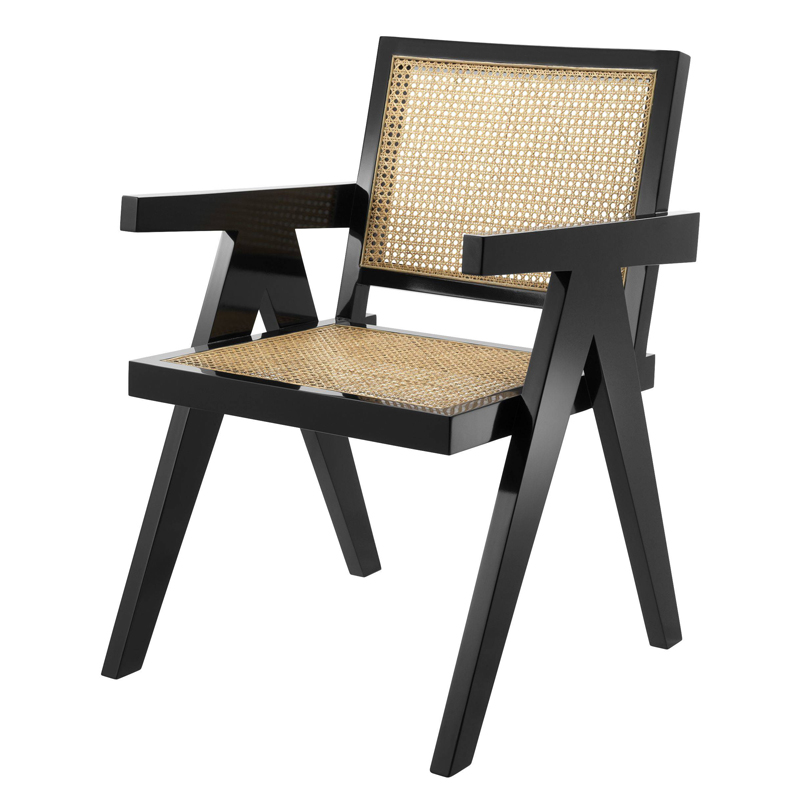 Стул Eichholtz Dining Chair Adagio Черный Бежевый Стул Eichholtz Dining Chair Adagio Черный Бежевый в Грозном | Loft Concept