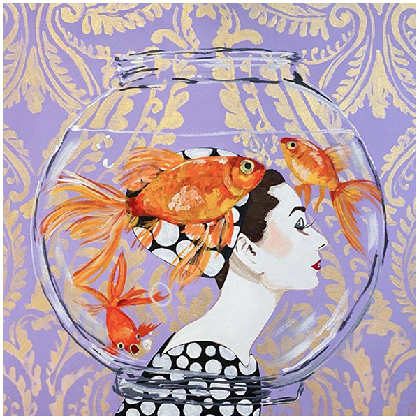 Картина Audrey Fishbowl on Lavender Damask Background Мульти Картина Audrey Fishbowl on Lavender Damask Background Мульти в Грозном | Loft Concept