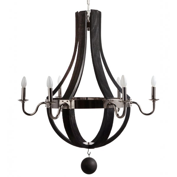 Люстра RH Wine Barrel chandelier Polished nickel Черный Люстра RH Wine Barrel chandelier Polished nickel Черный в Грозном | Loft Concept