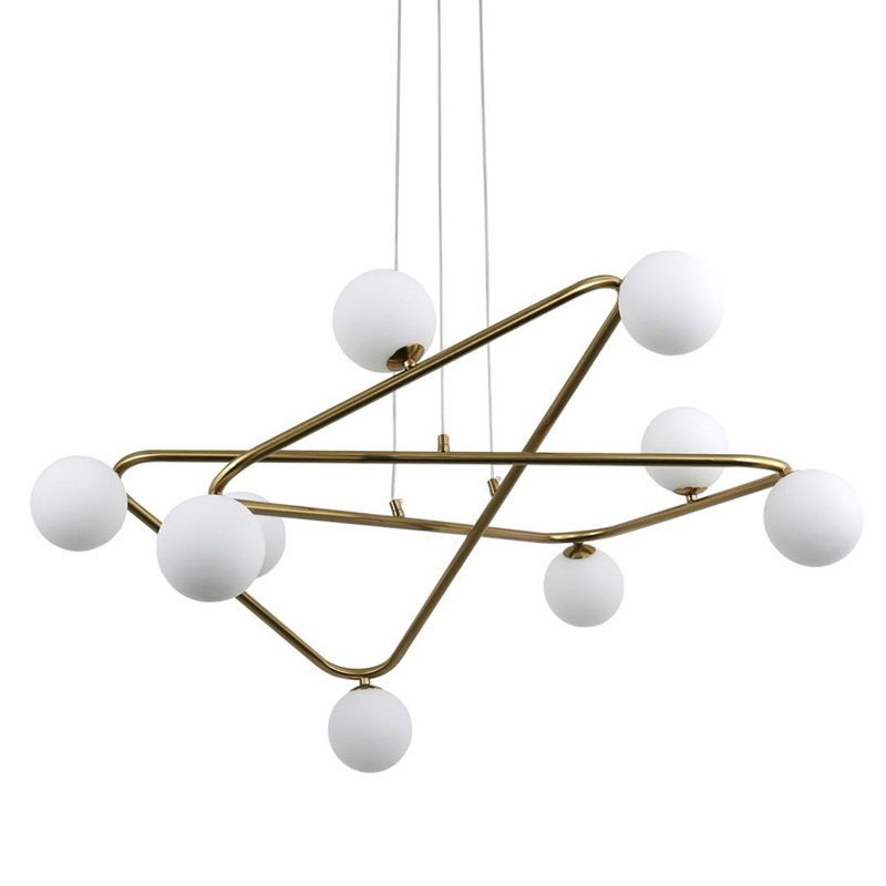 Люстра Curve Brass с Белым Плафоном Латунь Люстра Curve Brass с Белым Плафоном Латунь в Грозном | Loft Concept