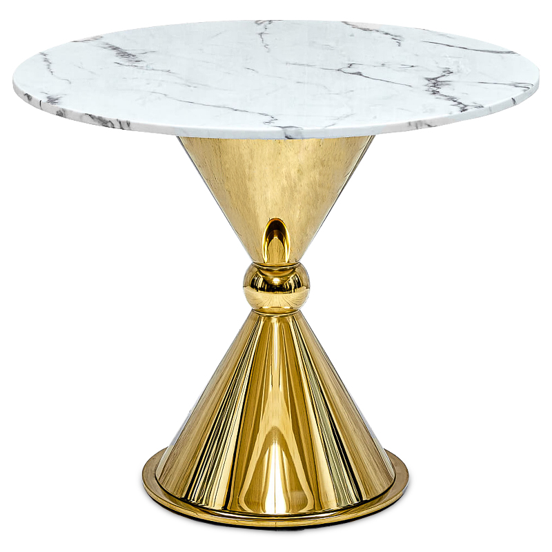 Обеденный стол Furness Dining Table Глянцевое золото Белый Мрамор Bianco Обеденный стол Furness Dining Table Глянцевое золото Белый Мрамор Bianco в Грозном | Loft Concept