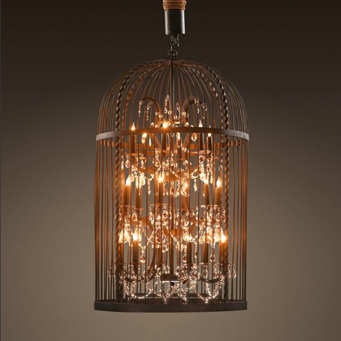 Люстра Steampunk Birdcage Chandelier Искусственная бурая ржавчина Черный Люстра Steampunk Birdcage Chandelier Искусственная бурая ржавчина Черный в Грозном | Loft Concept