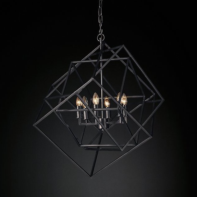 Люстра RH Caged Cubist Pendant black Черный Люстра RH Caged Cubist Pendant black Черный в Грозном | Loft Concept