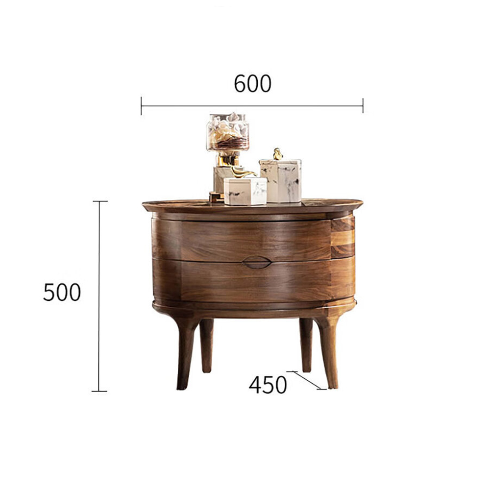 Прикроватный столик из дерева с 2-мя ящиками Moon Walnut Furniture Прикроватный столик из дерева с 2-мя ящиками Moon Walnut Furniture в Грозном