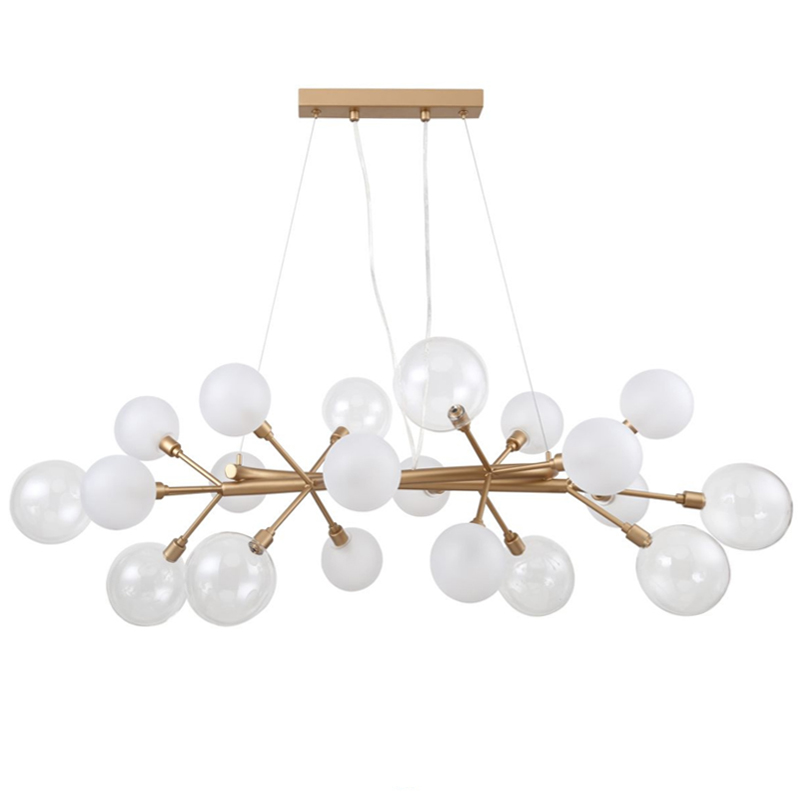 Люстра Berries Chandelier Rectangle White 100 матовое золото Прозрачный Прозрачный белый Люстра Berries Chandelier Rectangle White 100 матовое золото Прозрачный Прозрачный белый в Грозном | Loft Concept
