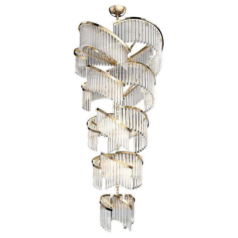 Большая Многоярусная Люстра для Высокого потолка Odeon Large Tiered Chandelier Золотой Прозрачное Стекло Большая Многоярусная Люстра для Высокого потолка Odeon Large Tiered Chandelier Золотой Прозрачное Стекло в Грозном | Loft Concept