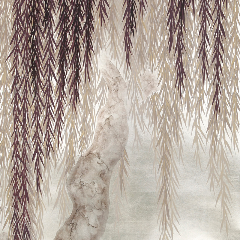 Обои ручная роспись Willow Boysenberry on White Metal gilded paper Обои ручная роспись Willow Boysenberry on White Metal gilded paper в Грозном | Loft Concept
