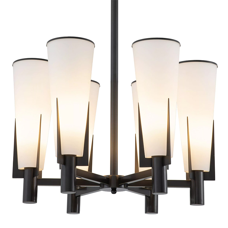 Люстра Eichholtz Chandelier Dino Bronze Белое матовое стекло Черный Темная бронза Люстра Eichholtz Chandelier Dino Bronze Белое матовое стекло Черный Темная бронза в Грозном | Loft Concept
