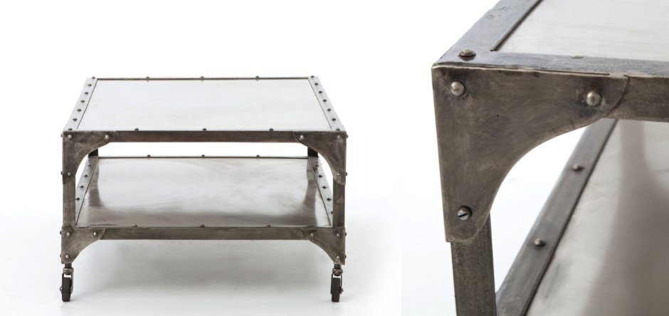 Кофейный стол Industrial Steampunk Nickel Coffee Table Кофейный стол Industrial Steampunk Nickel Coffee Table - Loft-Concept в Грозном