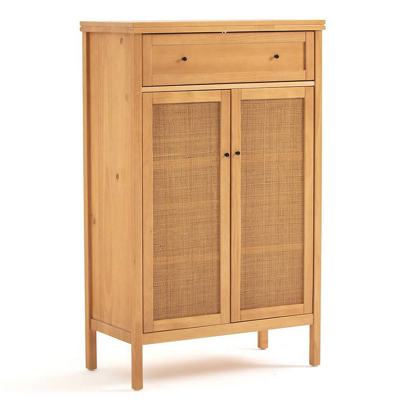 Комод в скандинавском стиле с плетеными дверцами Niels Wicker 3 drawers Светлый дуб Комод в скандинавском стиле с плетеными дверцами Niels Wicker 3 drawers Светлый дуб в Грозном | Loft Concept