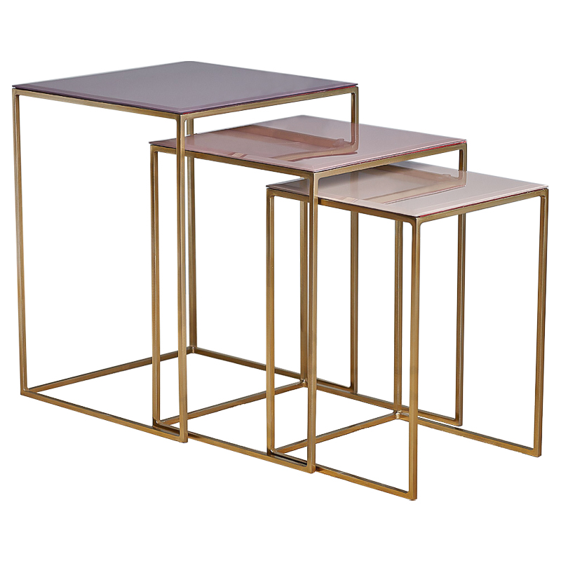 Комплект столиков Corbin Side Tables Золотой Розовый пастельный Дымчатая Роза Комплект столиков Corbin Side Tables Золотой Розовый пастельный Дымчатая Роза в Грозном | Loft Concept
