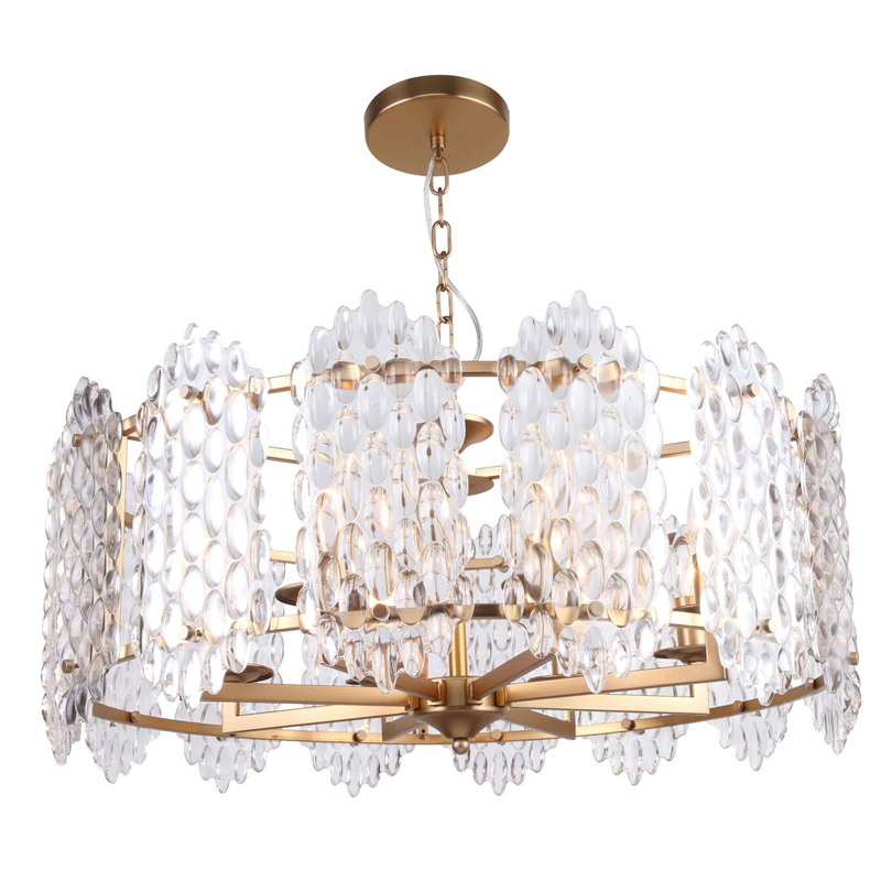 Люстра подвесная Textured Glass Chandelier D71 Глянцевое золото Прозрачное Стекло Люстра подвесная Textured Glass Chandelier D71 Глянцевое золото Прозрачное Стекло в Грозном | Loft Concept