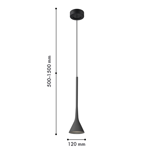 Подвесной светильник в виде вытянутого конуса матового чёрного цвета Austere  в Грозном