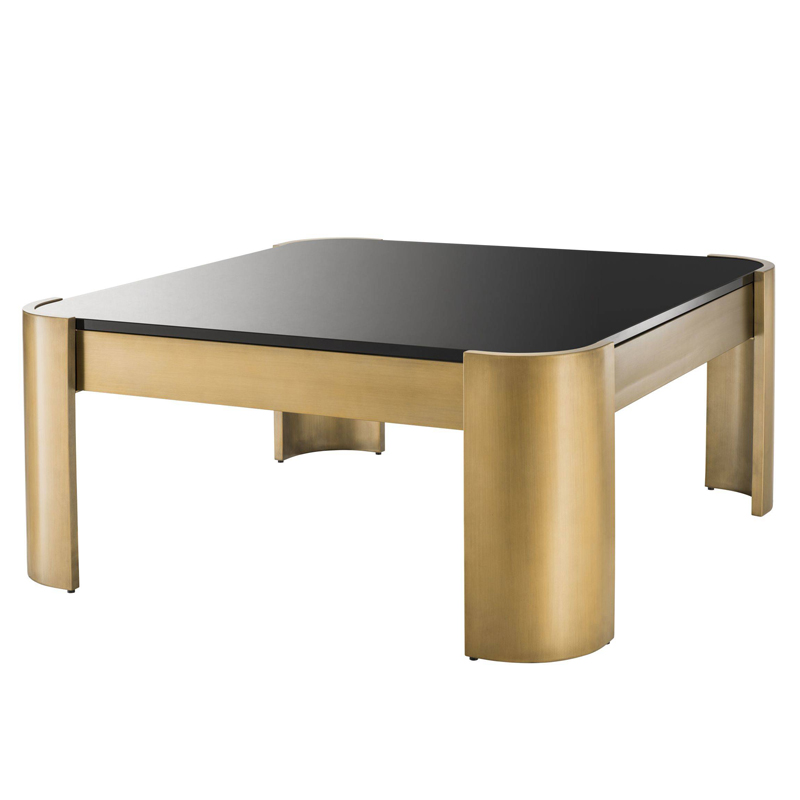 Кофейный стол Eichholtz Coffee Table Courrier Матовая латунь Глянцевый черный Кофейный стол Eichholtz Coffee Table Courrier Матовая латунь Глянцевый черный в Грозном | Loft Concept