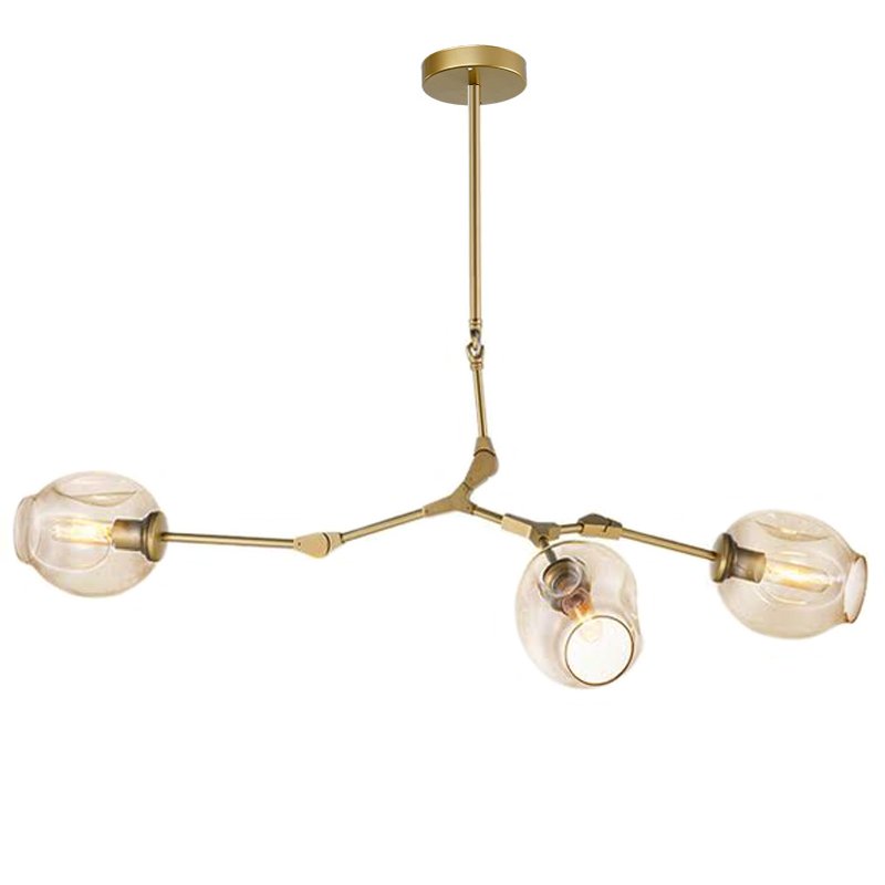 Люстра Сrumpled Glass Bubble Chandelier Gold 3 плафона Прозрачный (Transparent) Янтарь (Amber) Люстра Сrumpled Glass Bubble Chandelier Gold 3 плафона Прозрачный (Transparent) Янтарь (Amber) в Грозном | Loft Concept