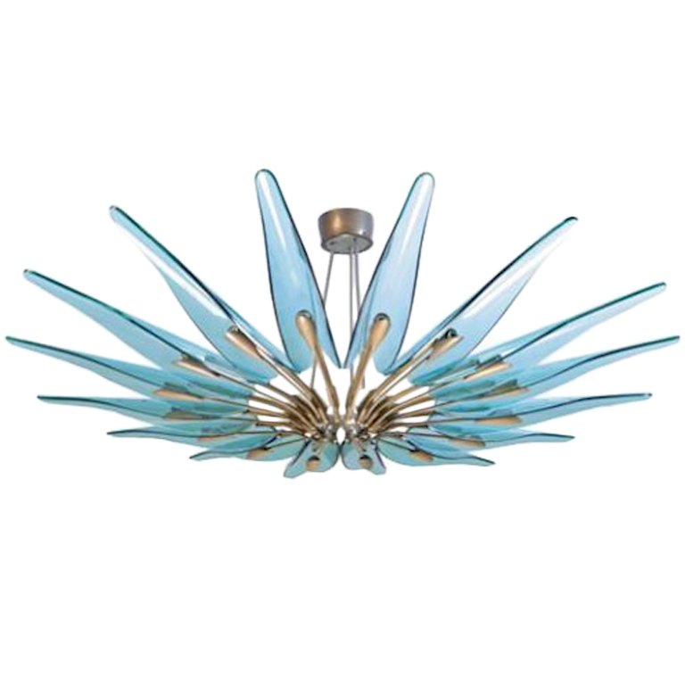 Люстра Large Chandelier Max Ingrand Fontana Arte Золотой Синий Люстра Large Chandelier Max Ingrand Fontana Arte Золотой Синий в Грозном | Loft Concept