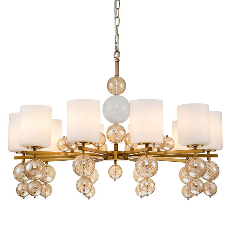 Люстра Blown Glass Balloons Chandelier 10 Латунь Белый Янтарный Люстра Blown Glass Balloons Chandelier 10 Латунь Белый Янтарный в Грозном | Loft Concept