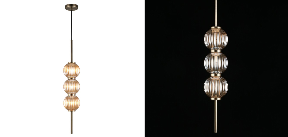 Подвесной светильник Shell Beads с янтарным стеклом Подвесной светильник Shell Beads с янтарным стеклом - Loft-Concept в Грозном