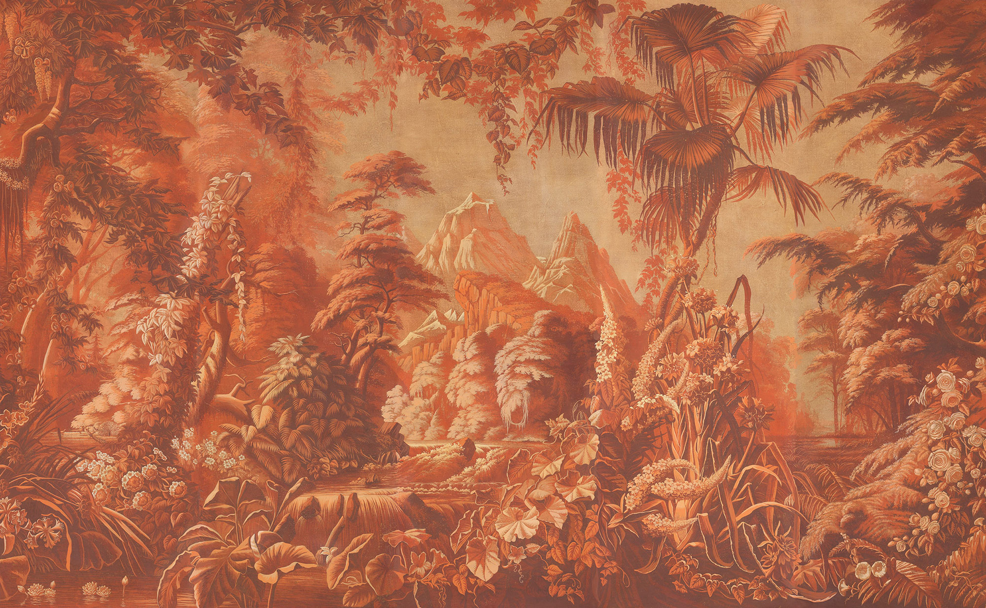 Обои ручная роспись L'Eden Coral Monochromatic on antique scenic Xuan paper Обои ручная роспись L'Eden Coral Monochromatic on antique scenic Xuan paper - постер Loft-Concept в Грозном