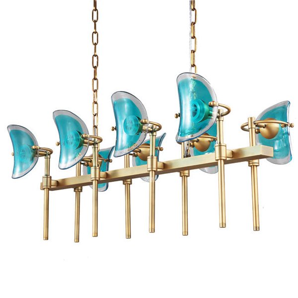 Люстра Lily Turquoise Glass rectangle Золотой Бирюзовый Люстра Lily Turquoise Glass rectangle Золотой Бирюзовый в Грозном | Loft Concept