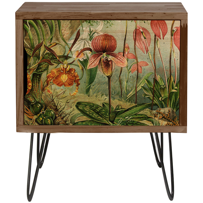 Тумба с цветочным изображением Floral Wood Nightstand 2 Коричневый Зеленый Красный Тумба с цветочным изображением Floral Wood Nightstand 2 Коричневый Зеленый Красный в Грозном | Loft Concept