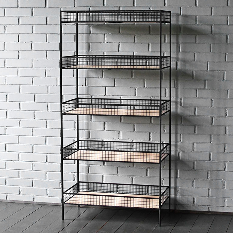 Стеллаж Keith Industrial Metal Rust Rack Черный Древесина Стеллаж Keith Industrial Metal Rust Rack Черный Древесина в Грозном | Loft Concept